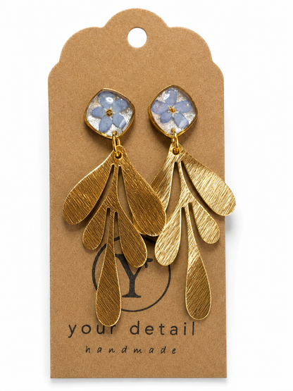 Blue Blossom Gold Earrings