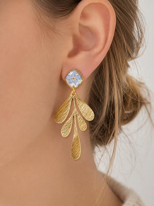 Blue Blossom Gold Earrings