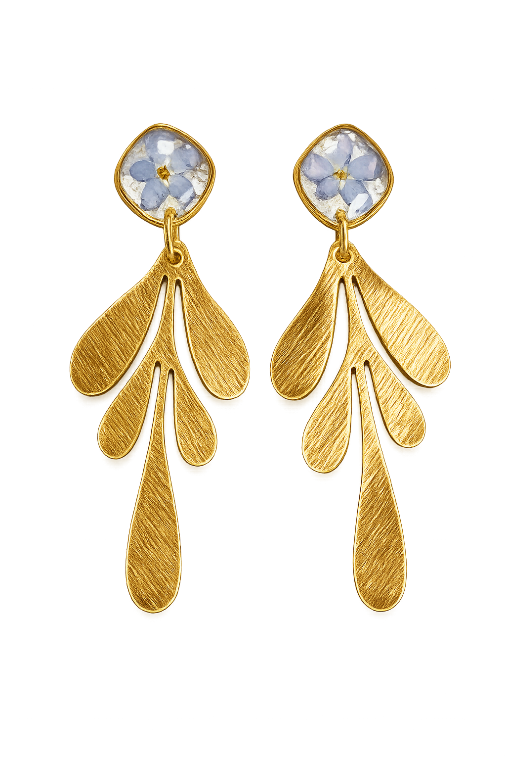 Blue Blossom Gold Earrings