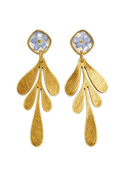 Blue Blossom Gold Earrings