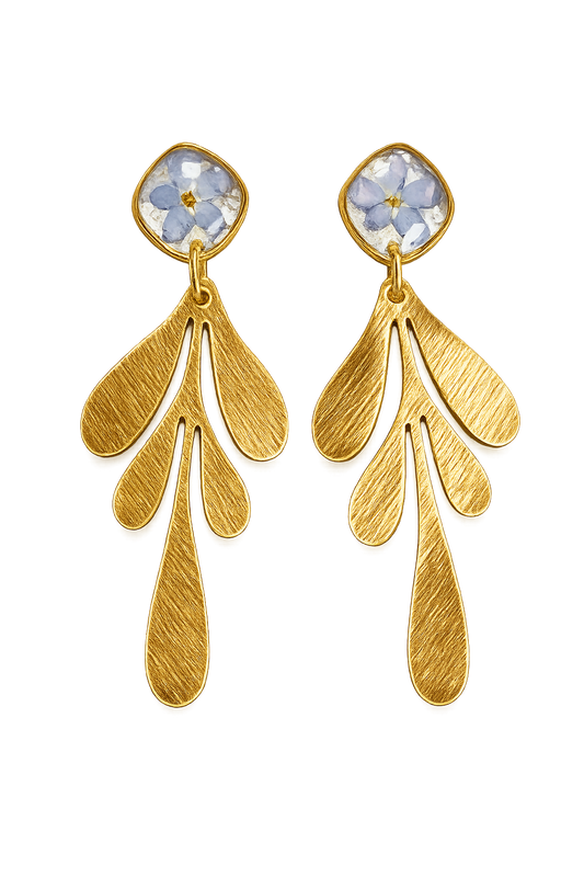 Blue Blossom Gold Earrings